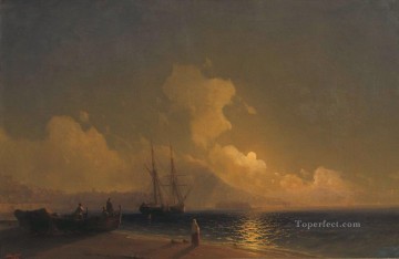 Landscapes Painting - Ivan Aivazovsky sea at night 1 Seascape